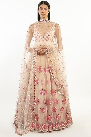 blush embroidered anarkali set