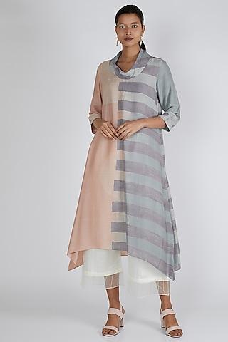 blush pink & powder blue asymmetric tunic