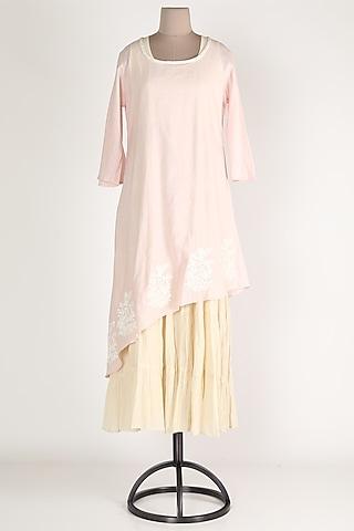 blush pink & white asymmetric tunic set