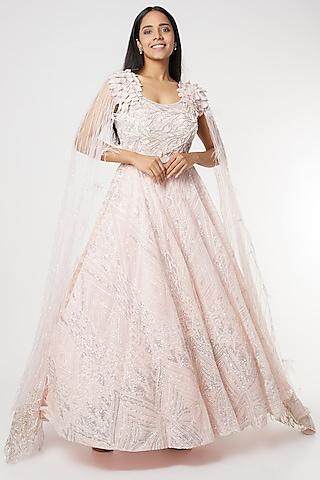 blush pink 3d floral gown