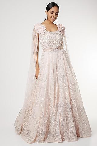 blush pink beads embellished gown