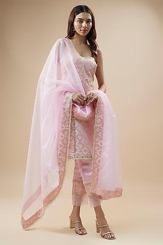 blush pink brocade kurta set