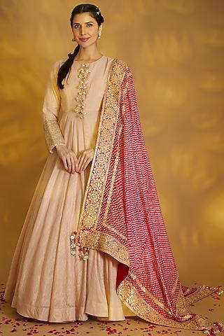 blush pink chanderi anarkali set