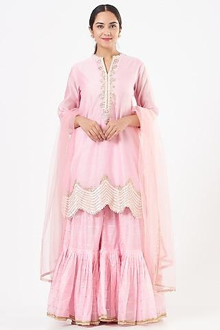 blush pink chanderi gharara set