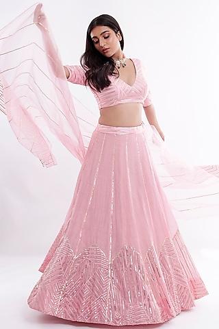 blush pink chanderi lehenga set