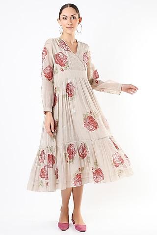 blush pink chanderi silk & cotton dress