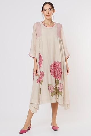 blush pink chanderi silk & cotton dress