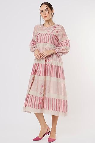 blush pink chanderi silk dress