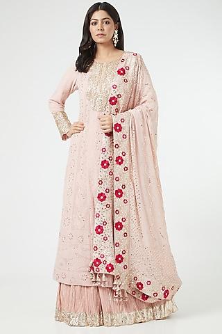 blush pink chikankari anarkali set