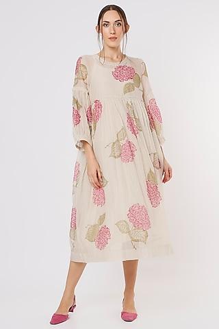 blush pink cotton & chanderi silk dress