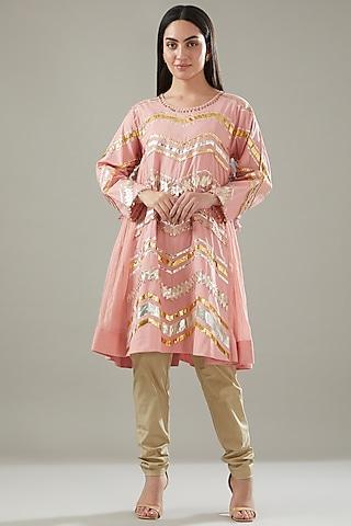 blush pink cotton embroidered kurta set