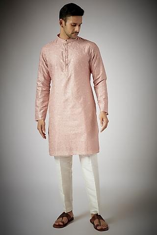 blush pink cotton silk chikankari embroidered kurta set