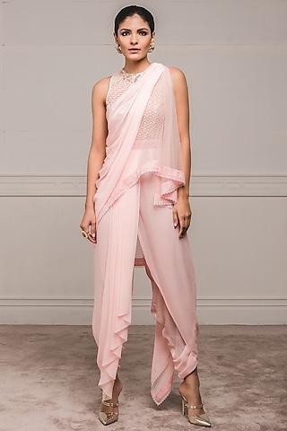 blush pink dhoti saree set