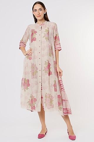 blush pink dress in chanderi silk & cotton