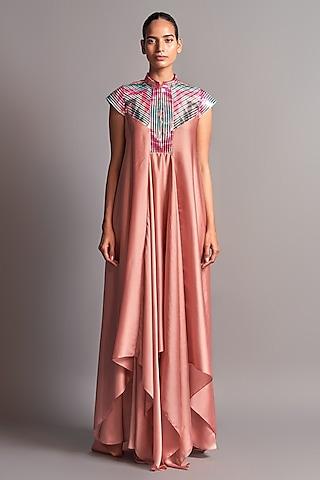 blush pink dress with metallic chevron detailing