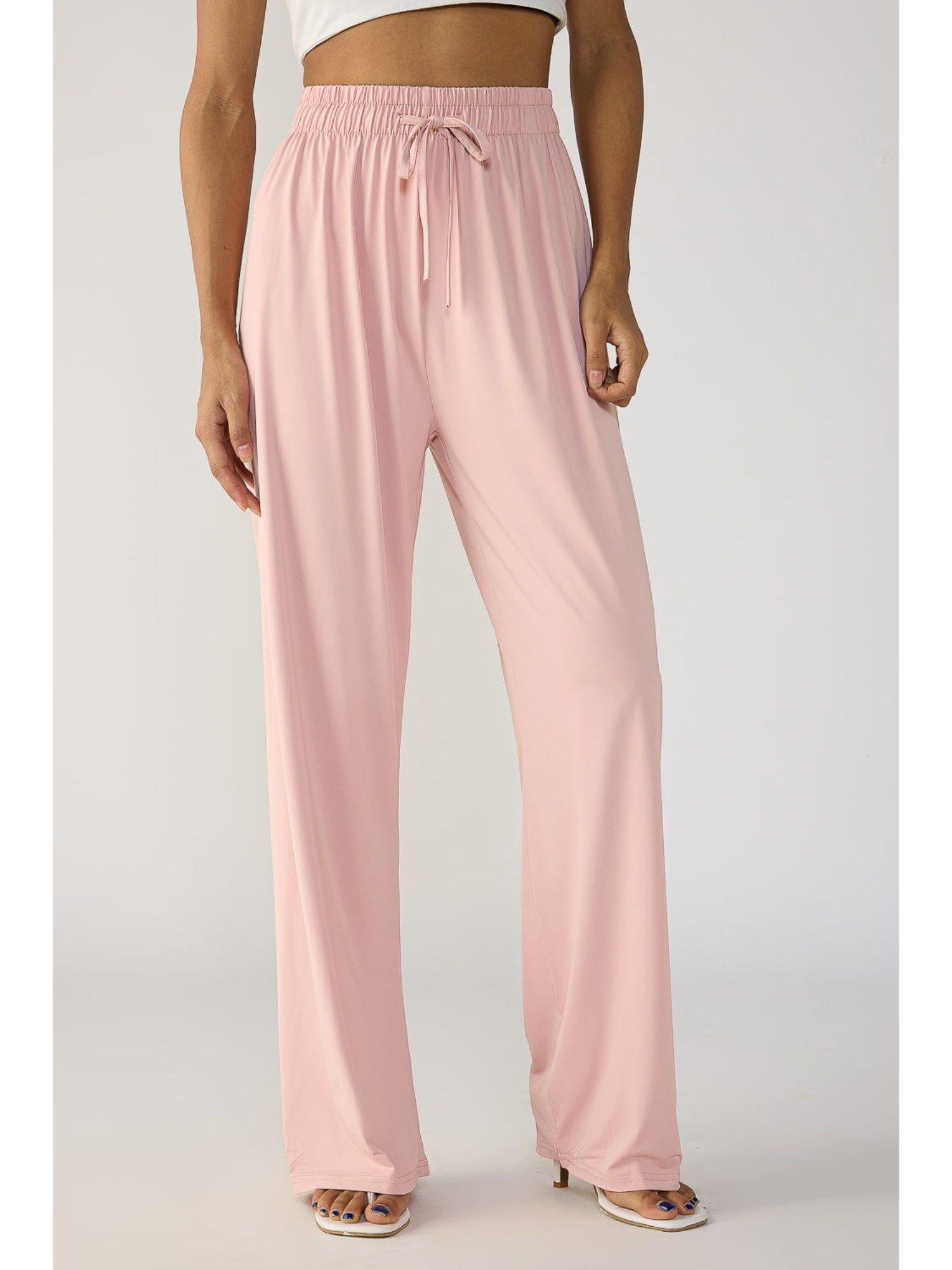 blush pink elasticated korean pant