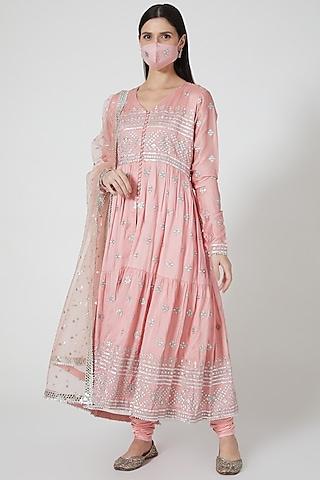 blush pink embellished anarkali set