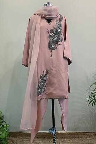 blush pink embellished kurta set