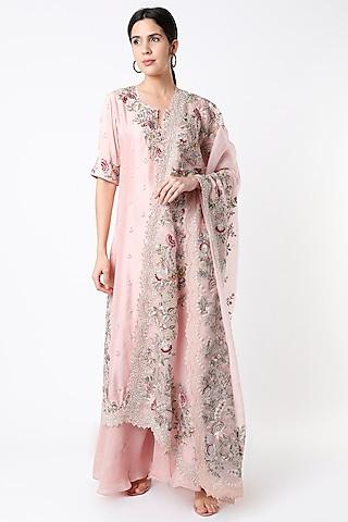 blush pink embellished kurta set