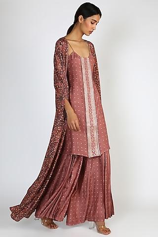 blush pink embroidered & printed kurta set