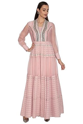 blush pink embroidered anarkali set