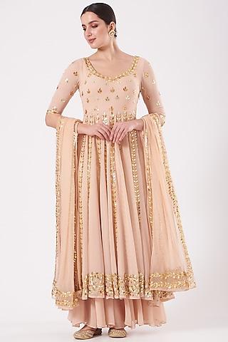 blush pink embroidered anarkali set