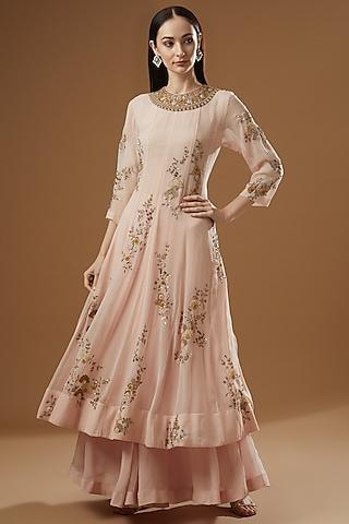 blush pink embroidered anarkali set