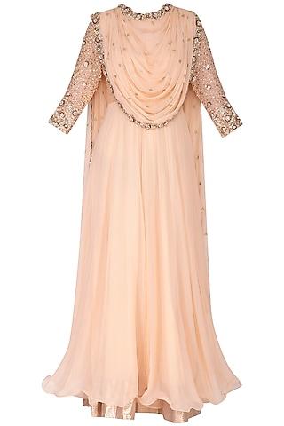 blush pink embroidered anarkali set