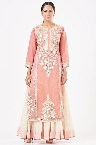 blush pink embroidered anarkali set