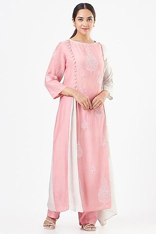 blush pink embroidered anarkali set