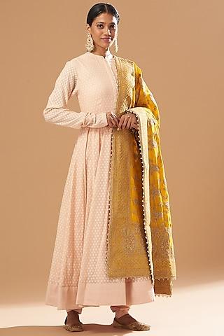 blush pink embroidered anarkali set