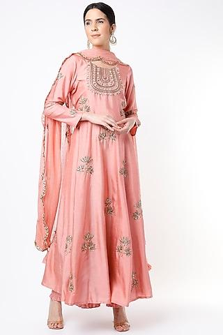 blush pink embroidered anarkali set