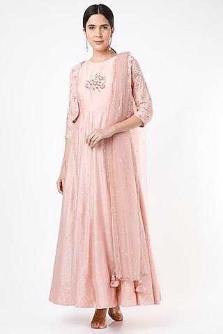 blush pink embroidered anarkali set