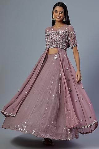 blush pink embroidered anarkali set