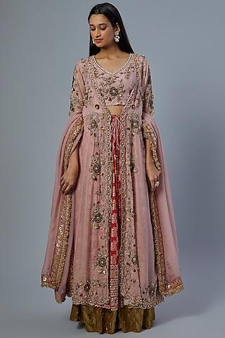 blush pink embroidered anarkali set