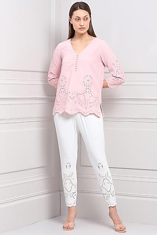 blush pink embroidered blouse