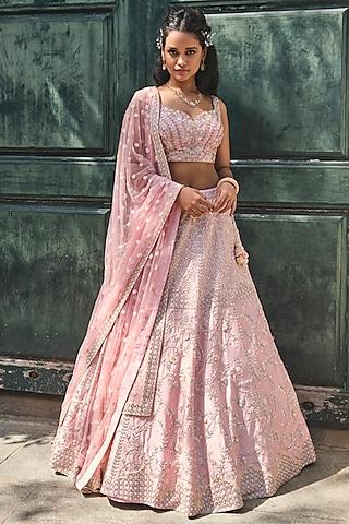 blush pink embroidered bridal lehenga set