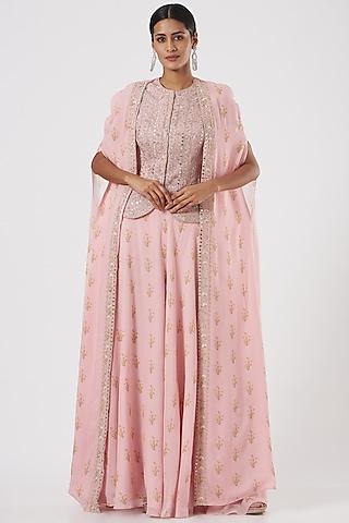 blush pink embroidered cape set