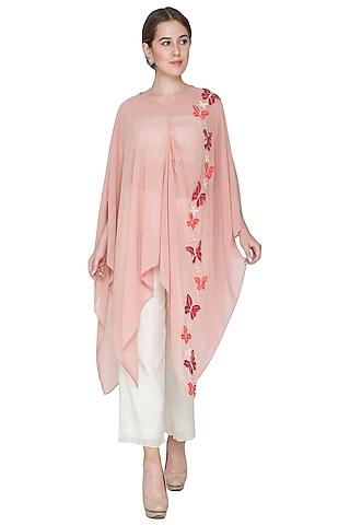 blush pink embroidered cape