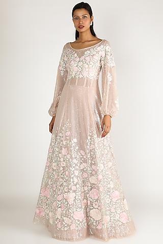 blush pink embroidered gown