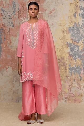 blush pink embroidered handcrafted kurta set
