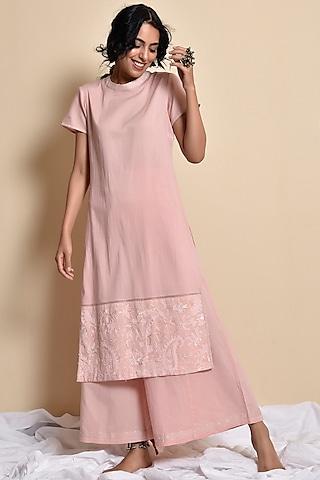 blush pink embroidered kurta set