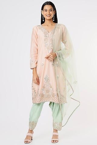 blush pink embroidered kurta set