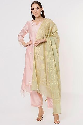 blush pink embroidered kurta set