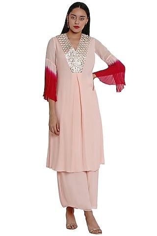 blush pink embroidered kurta with pants