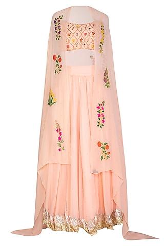 blush pink embroidered lehenga set with cape