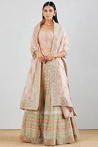 blush pink embroidered lehenga set