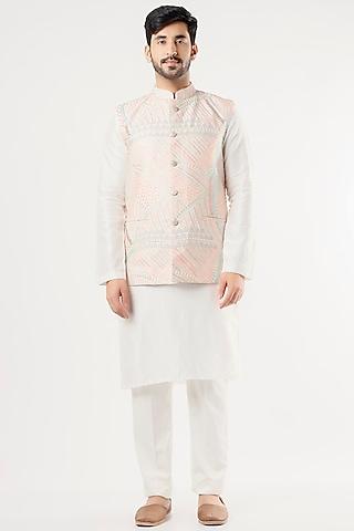 blush pink embroidered nehru jacket