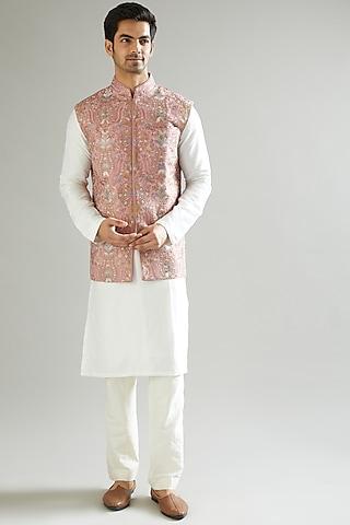 blush pink embroidered nehru jacket