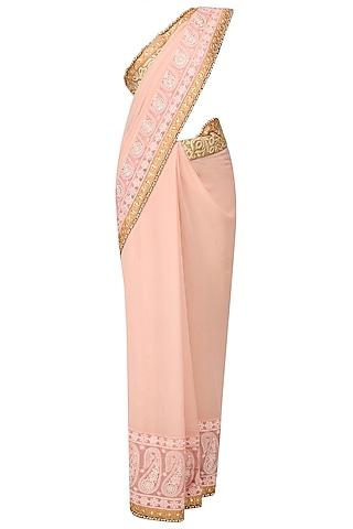 blush pink embroidered saree